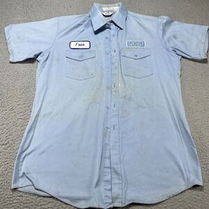 Vintage‎ 70s Union Unitog Work Shirt 16-16.5 Walt Mechanic Uniform Large Read